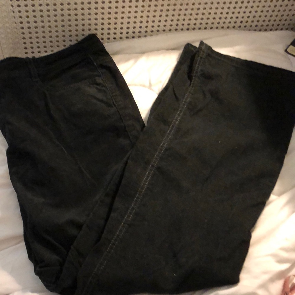 EUC Tommy Hilfiger Black Cord Boot Cut Jeans w/Tommy Logo Rivit/Zipper Closure